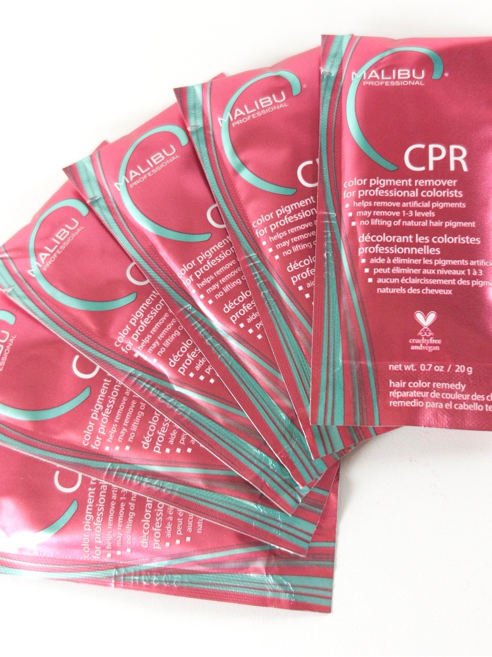 6 Malibu CPR Color Rust Stain Build Up Remover Packets and 6 Processing Caps